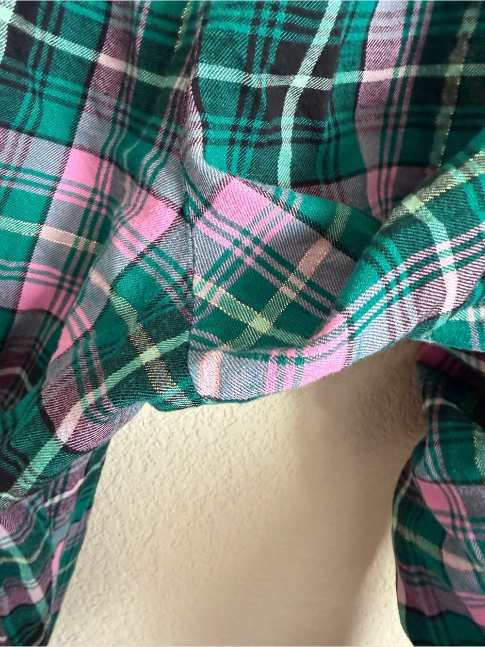 Victoria's Secret Plaid Jogger Lounge Pants XS Green Pink Cotton Modal Soft Cozy - Picture 10 of 11